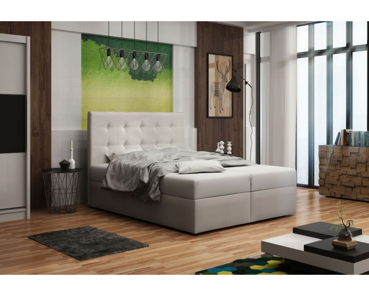 Čalúnená posteľ s úložným priestorom DELILAH 1 COMFORT - 160x200, béžová