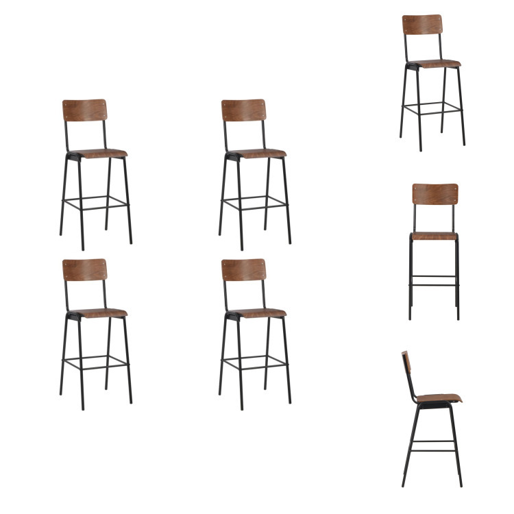 vidaXL Barhocker 4 Stk. Massives Sperrholz Stahl - Barhocker TLS3054562