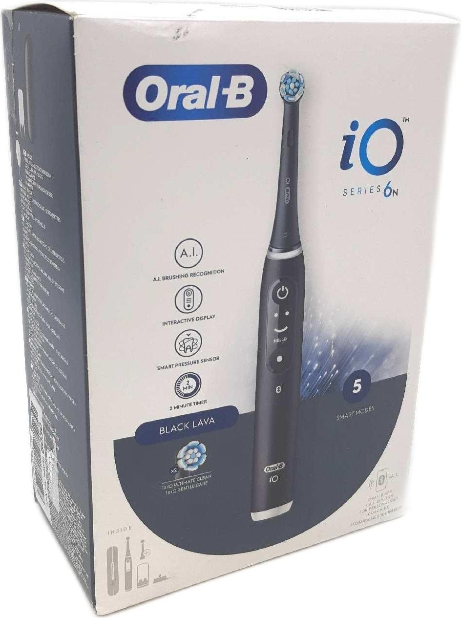 Elektrická zubná kefka Oral B iO 6N Bluetooth kefkové nástavce čierna Inteligentné vylepšené čistenie