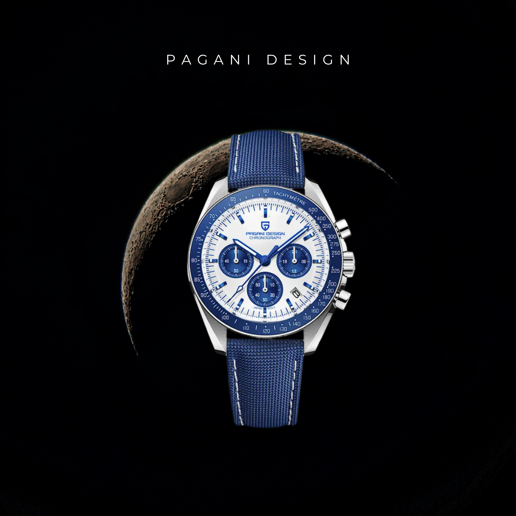 Pagani Design V3 Moonswatch Pánske Quartz Chronograph hodinky Japonsko VK63 hnutia z nehrdzavejúcej ocele vodotesné športové hodinky (Omega Hommage)