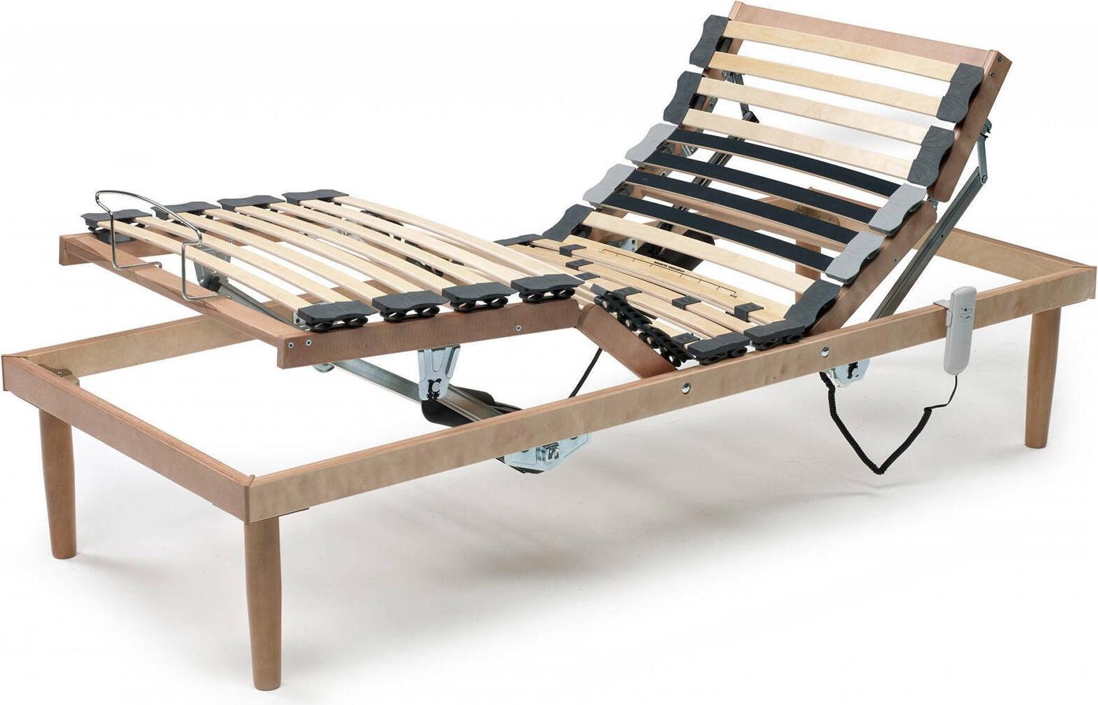 Talamo Italia Einzelbettbasis Dbuz, Holzlattenrost mit Motor, 100% Italy, Motorisierte, neigbare orthopädische Basis, Cm 80x190h 34