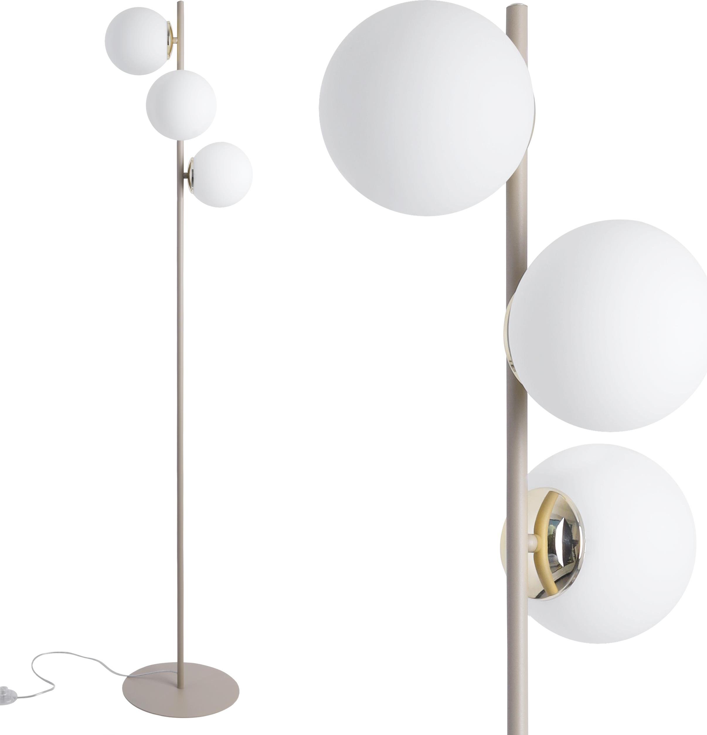 Stehlampe Siena Kaschmir 3-flammig mit weißen Schirmen - elegante Bodenlampe fürs Wohnzimmer