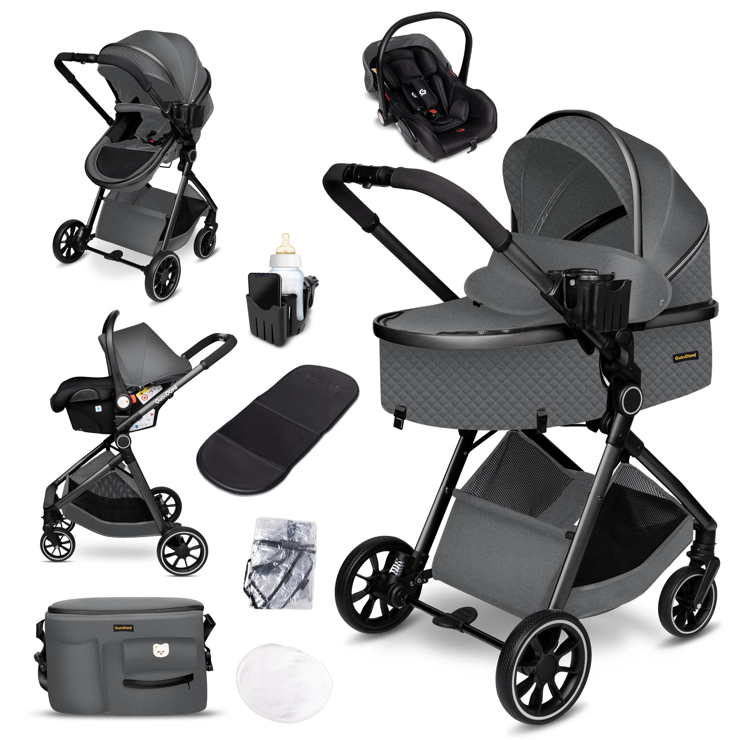 GagaDumi SoHo 3in1 Kinderwagen – i-Size Autositz, 6,8 kg, inkl. Zubehör – Leicht & kompakt für Stadt & Land s2