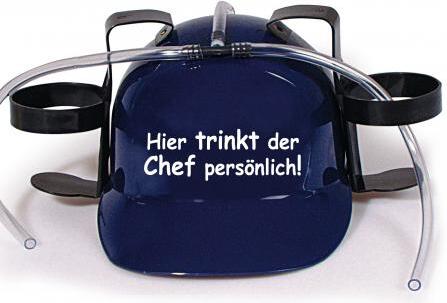 HSK Trinkhelm Spaßhelm mit Print - Hier trinkt der Chef persönlich - 51660 Color - blau