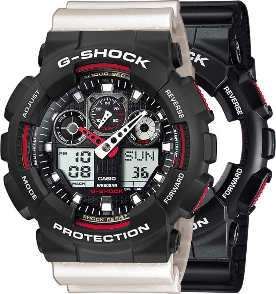 Hodinky Casio G-Shock SET GA-100-1A4ER + BEZEL 10508136 + BAND 10395227 20BAR