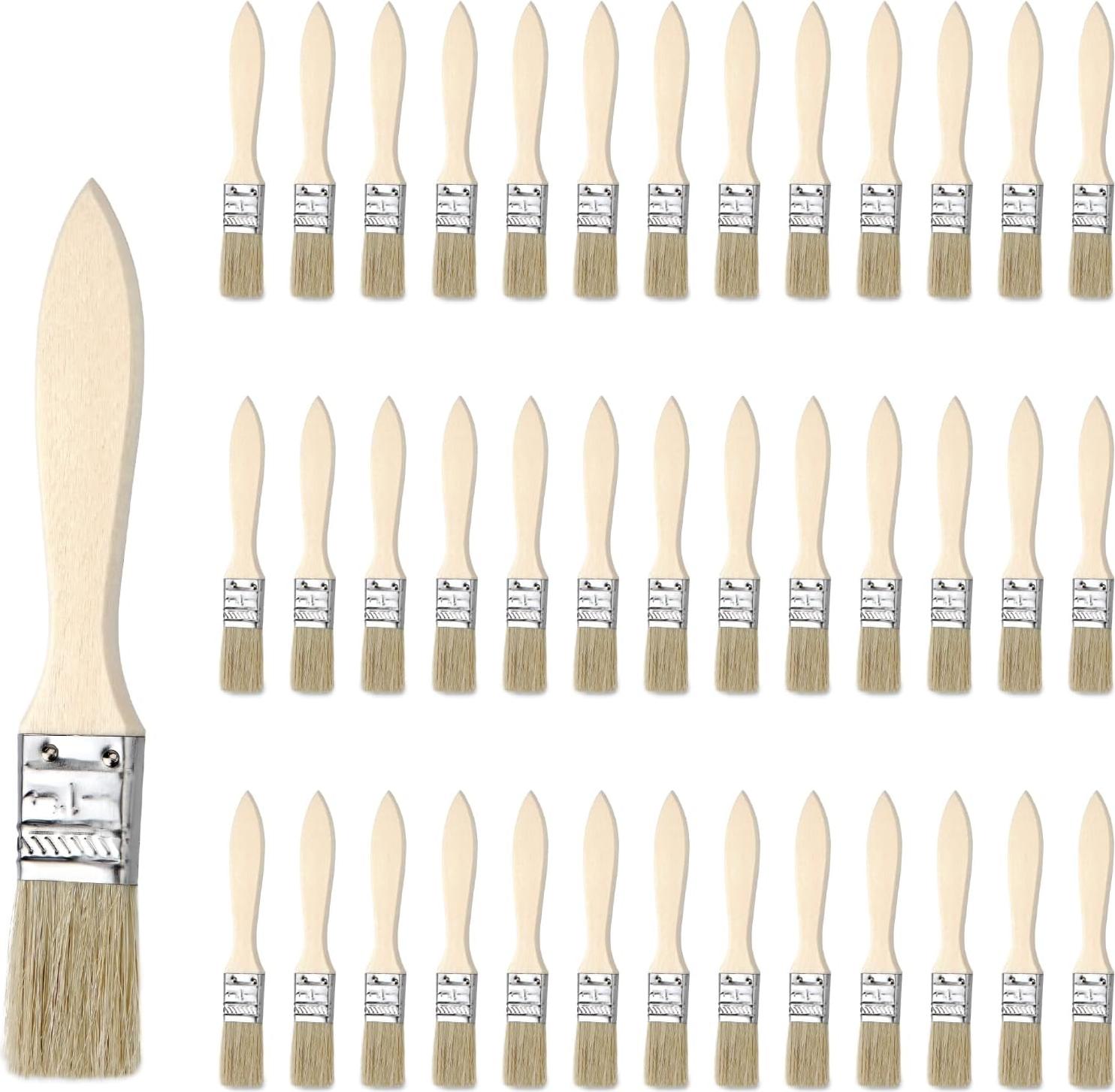 RPSTrading 40 Stück Kleine Pinsel Borstenpinsel Set 13.5cm Flachpinsel Lackierpinsel Malerpinsel Pinsel Lack Fensterpinsel mit Holzgriff für Pinsel Farben Kunst Malerbedarf Lacke Malerei DIY Streichen von Wänden 40pcs 17x2.5cm FF20251129A483M483