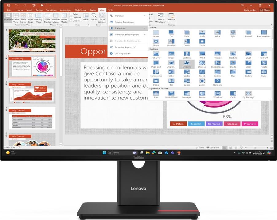 Lenovo ThinkVision T27-40, 68,6 cm (27"), 1920 x 1080 px, Full HD, LED, 6 ms, Čierna