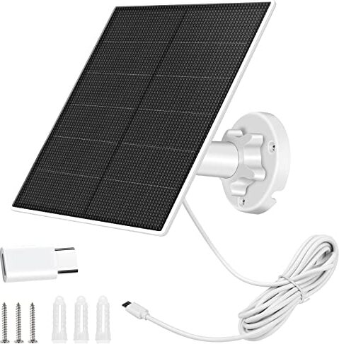 Solárny panel pre bezpečnostnú kameru, 5W Usb DC 5V bezpečnostná kamera, solárny panel s konektorom Micro USB a USB-C, vodotesná solárna nabíjačka IP65 s kamerou