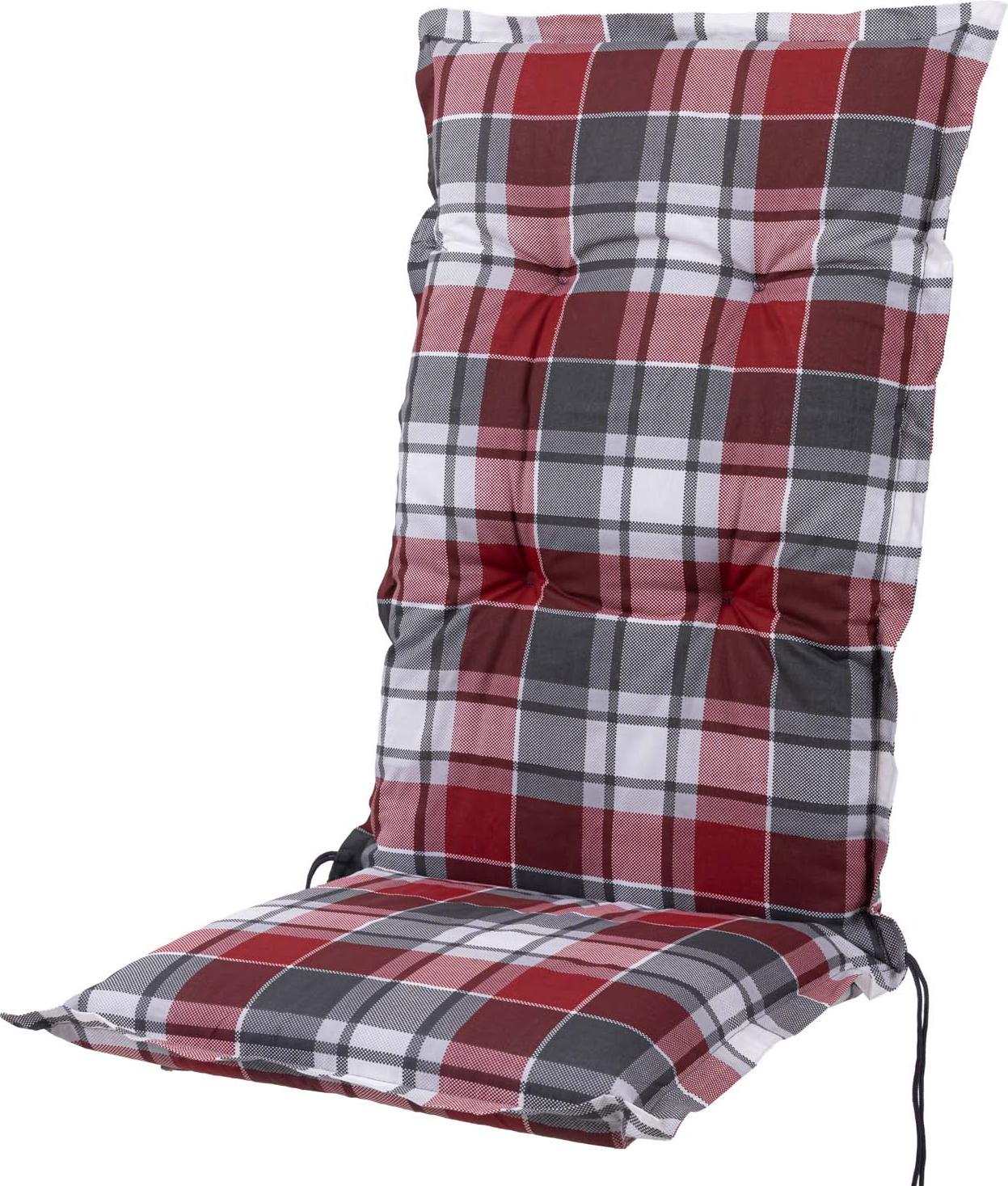 Auflage Hochlehner Prato/Mülheim 10610-350 rot-grau weiß kariert 120x52x8 cm Sun Garden 10374301
