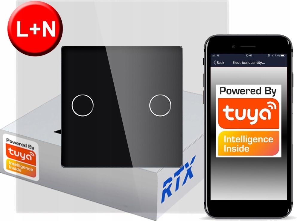 TUYA RTX SH# L+N Touch Switch 2 ZigBee Schaltungen