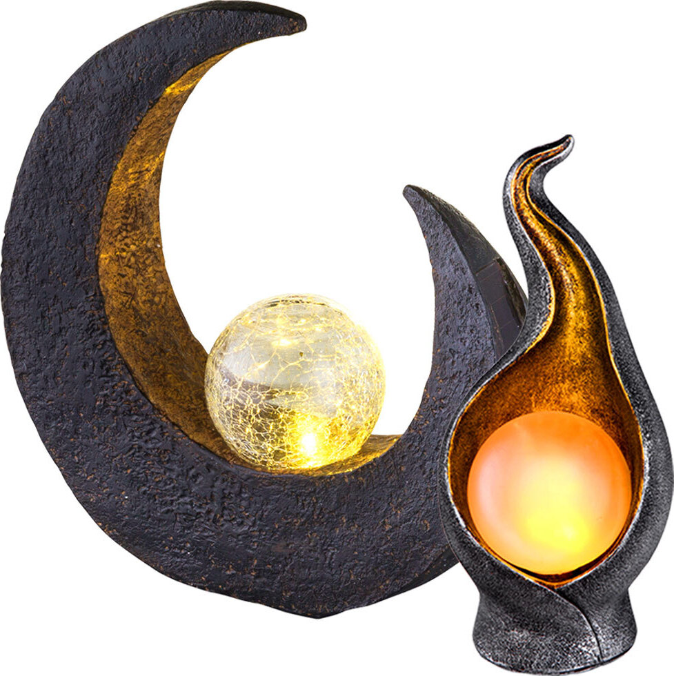 Globo 2er Set LED Solarleuchten, Flamme, Mondsichel, Kugel 123810