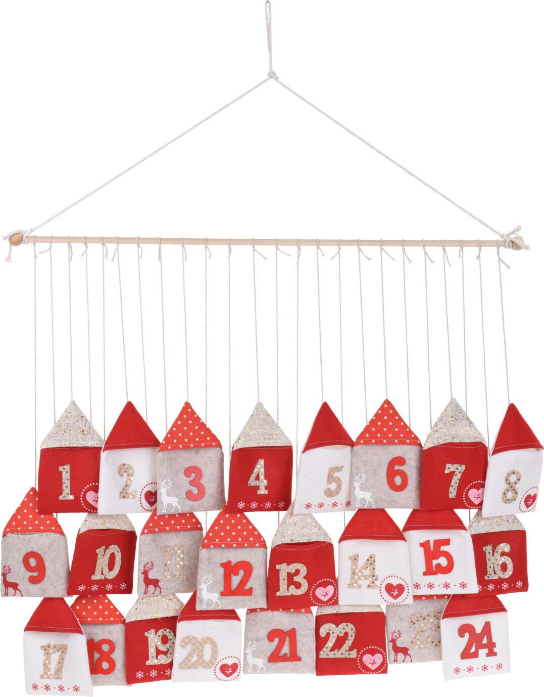 Adventný kalendár s 24 domčekmi na drevenej paličke