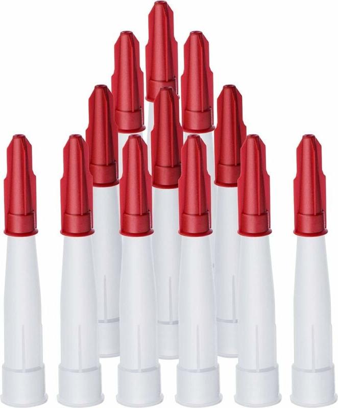 Meoiruery Packung mit 24 Dichtungsdüsenkappen, bestehend aus 12 Packungen weißen Dichtungsdüsen und 12 Packungen roten Dichtungsdüsenkappen, aus Kunststoff. KAU-ER-LYS-PH-20251124-14