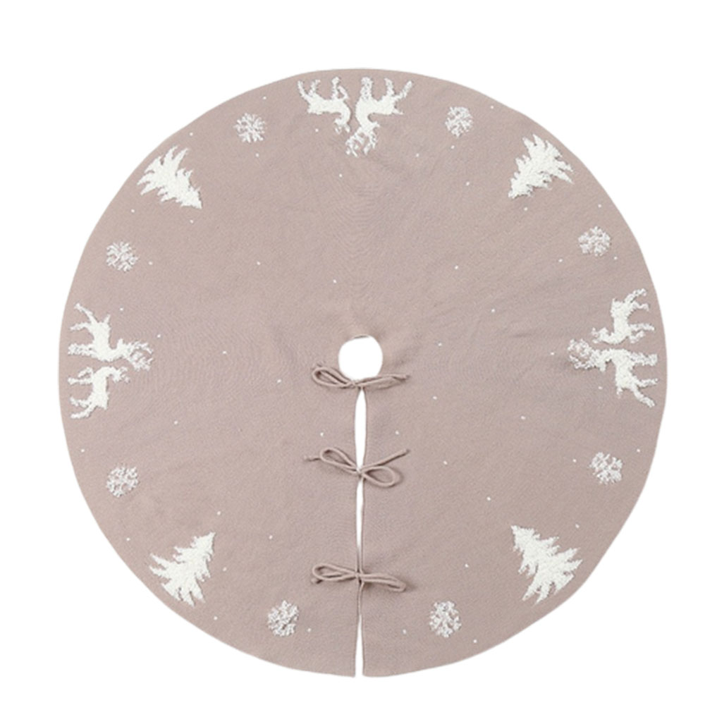 Weihnachtsbaum-Rock 46cm Gestrickt - Weinroter Baumrock Mit Holz-Knebelknöpfen