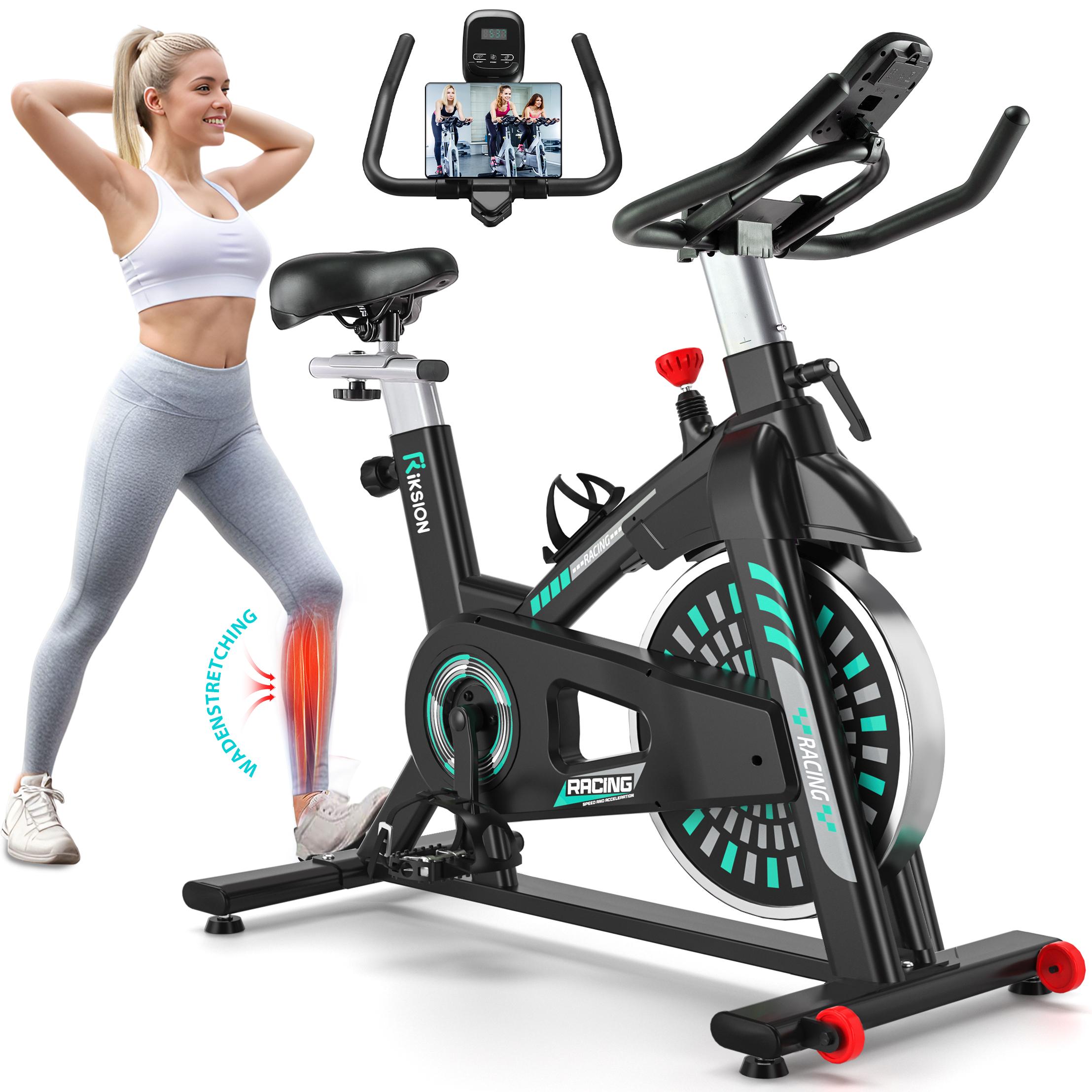 Heimtrainer Fahrrad für Zuhause, Riksion Ergometer Hometrainer mit LCD-Monitor und Tablet-Ständer, FitnessFahrrad bis 140 kg Belastbar