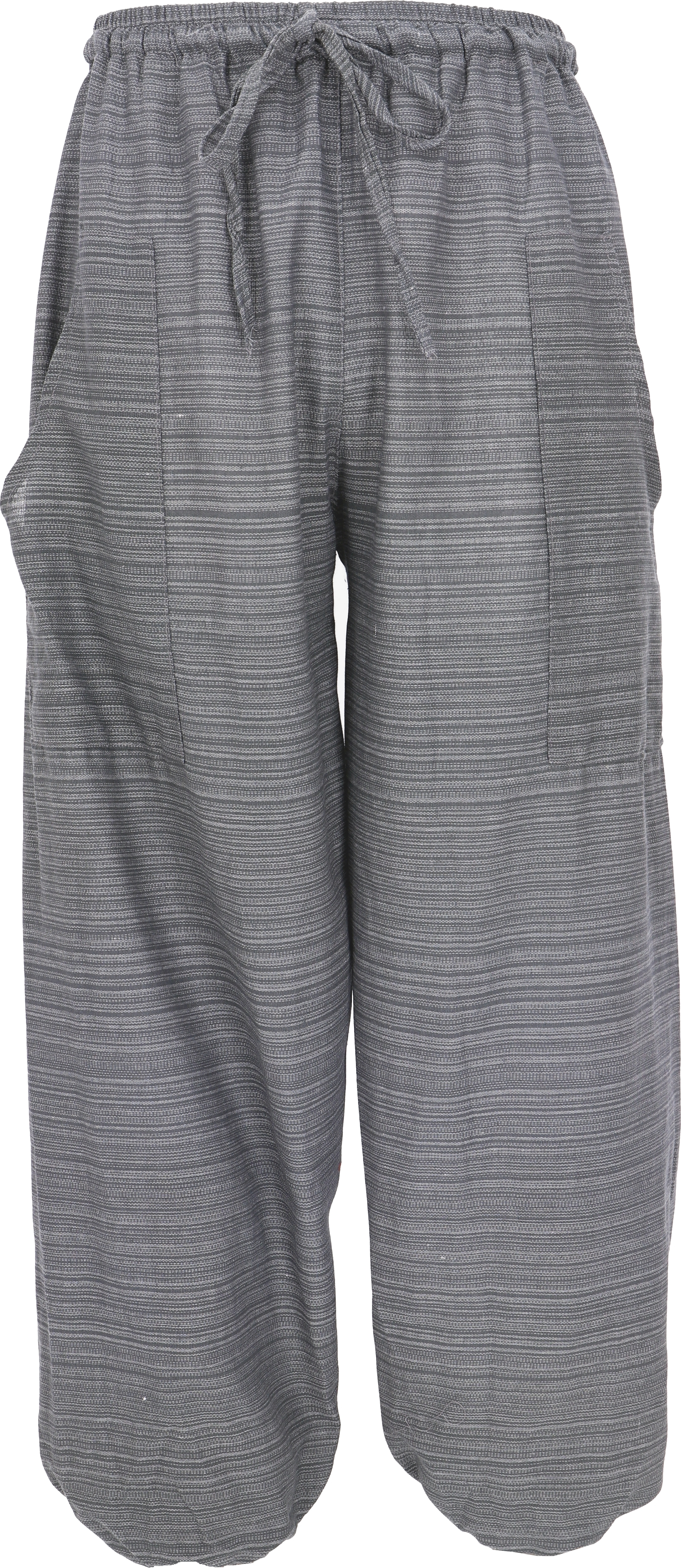Guru-Shop Leichte Yogahose, Tai Chi Hose, Goa Hose, Freizeithose - Grau, Herren, Baumwolle, Hosen 53145