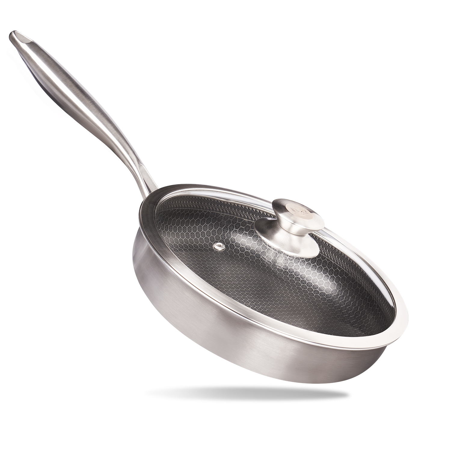 HENSSLERS® Wokpan 30 cm [roestvrij staal & aluminium] - hoogwaardige wokpan geschikt voor alle warmtebronnen, incl. inductie - wok voor inductiekookplaat krasbestendig & robuust - wok roestvrij staal