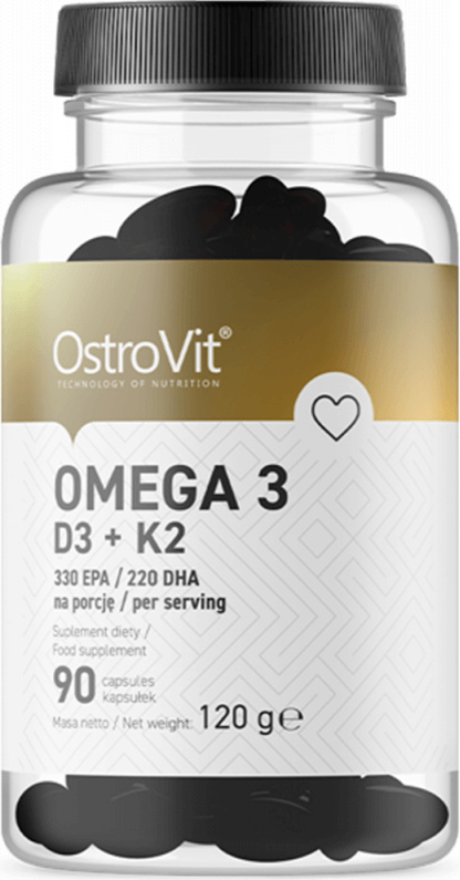 OstroVit, Omega 3 D3+K2, 90 Kapseln - Langfristig! FID