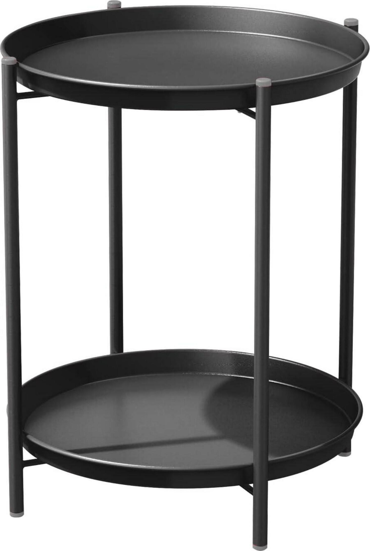 Sonstige Runder Beistelltisch 2 Ebenen Metall Schwarz 45x45x53cm