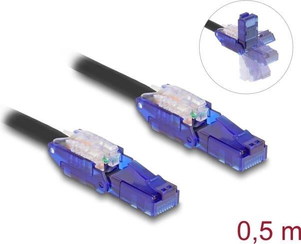DeLOCK 80925, 0,5 m, Cat6, U/UTP (UTP), RJ-45, RJ-45, Schwarz, Violett
