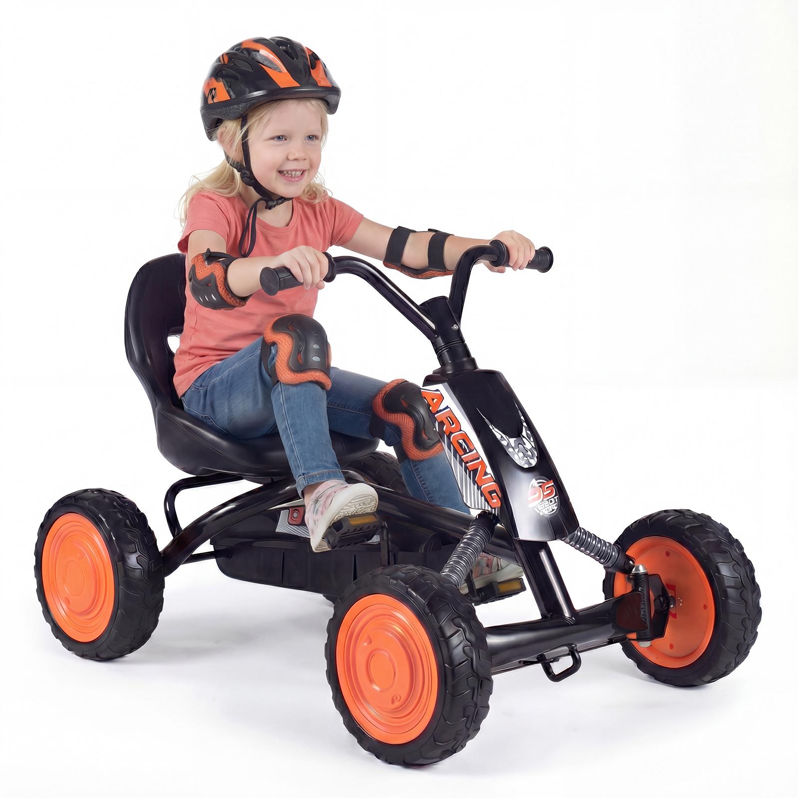 KOMFOTTEU Gokart für Kinder, Tretauto mit verstellbarem Sitz und verschleißfesten Räder, Pedal Go Cart, Tretauto bis 30 kg belastbar, Tretfahrzeug, Pedalfahrzeug, Kinderfahrzeug für Kinder ab 3-8 Jahren
