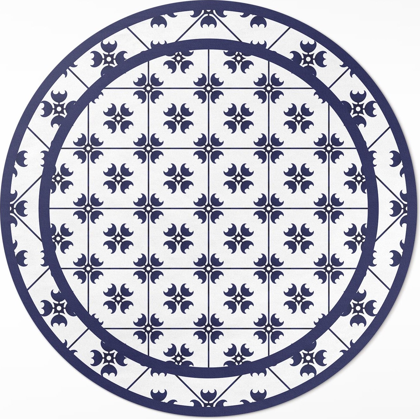 Wallfluent Dekorative, verzierte Mosaikfliesen – Vinyl Küchenteppich – fi 50cm – Rutschfest, pflegeleicht & langlebig 010260360840000033463