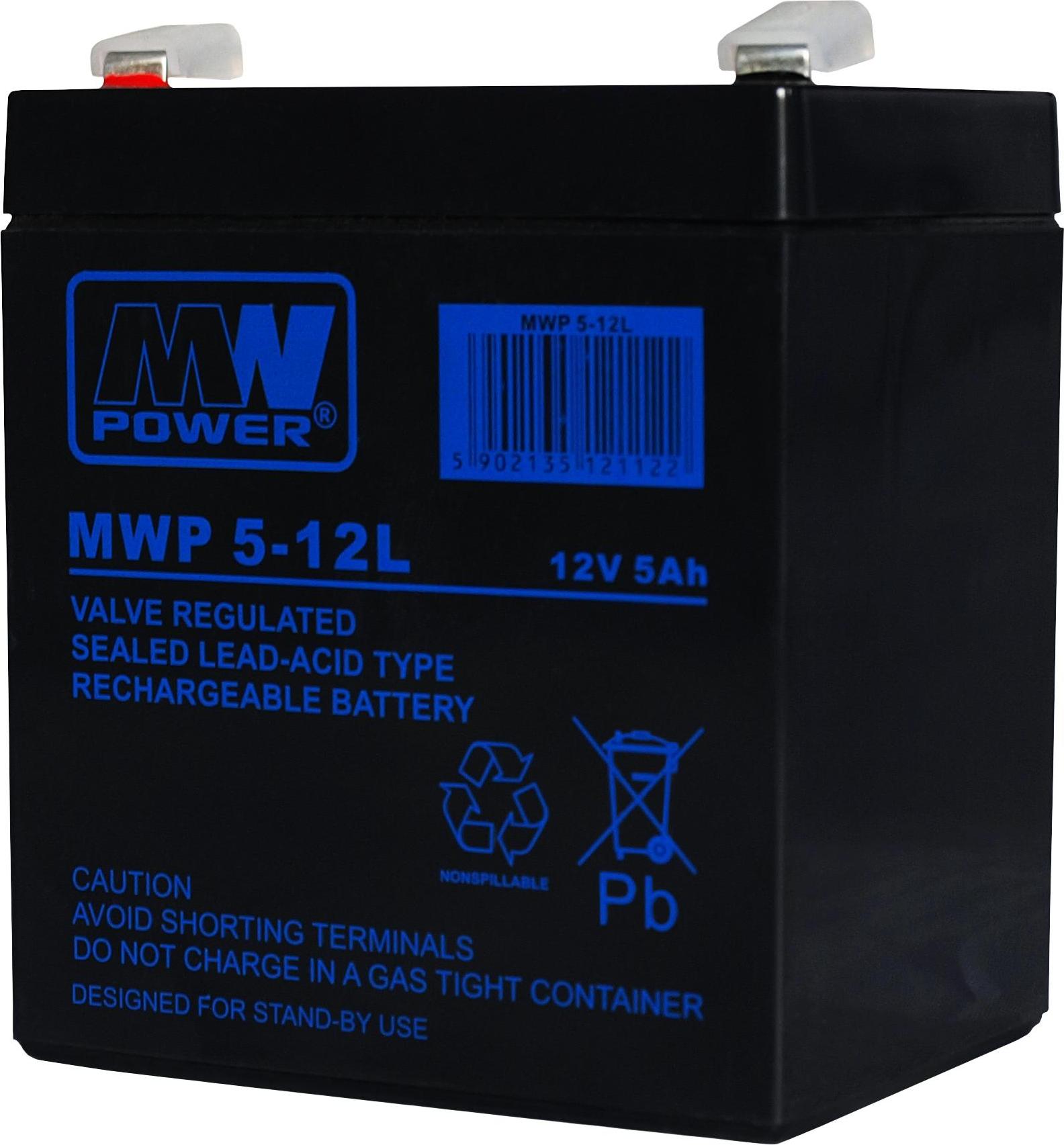 MW Power MWP 5-12L: MWP 5-12L Batterie (Lange Lebensdauer, 12V-5Ah, Faston 250