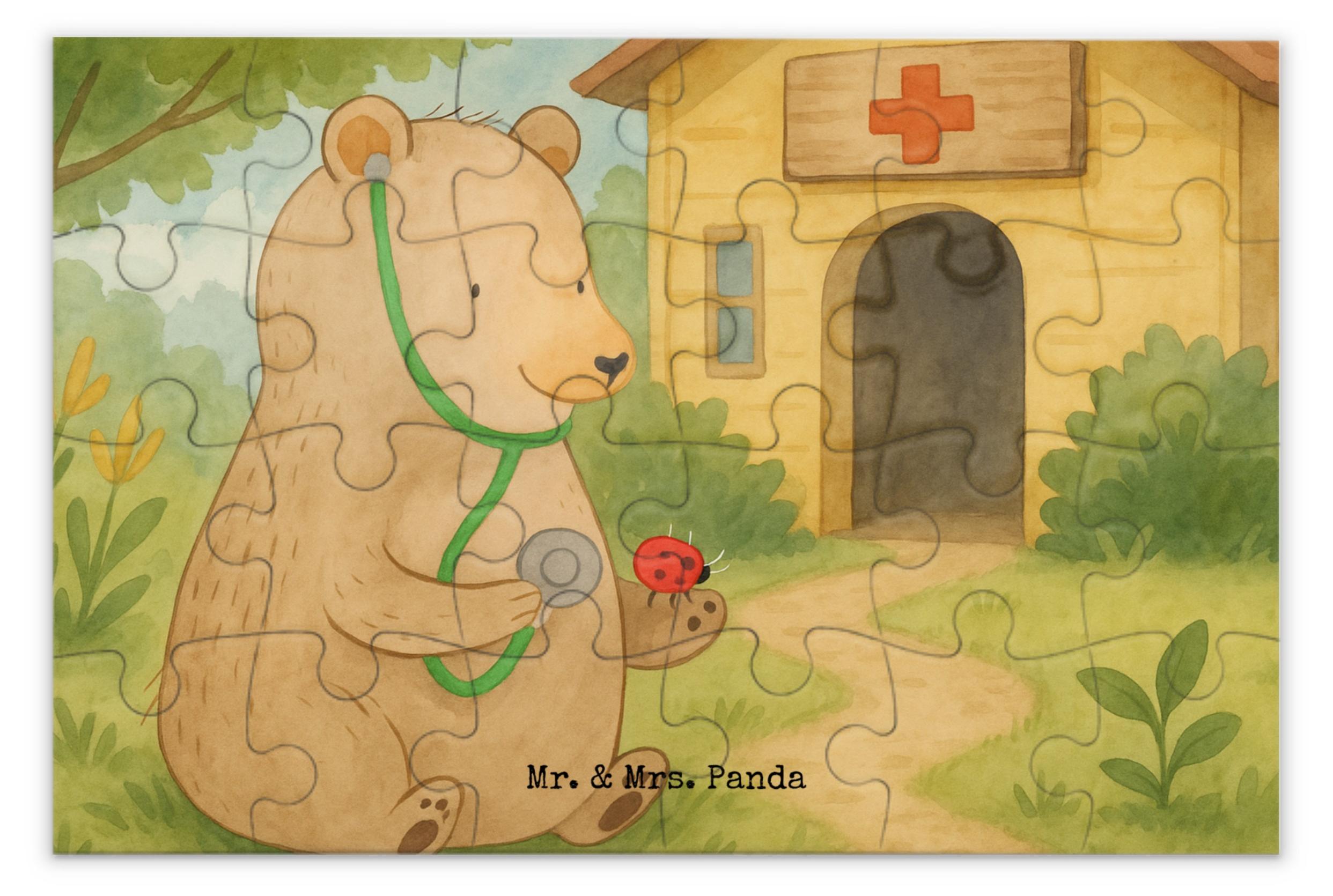 Mr. & Mrs. Panda Puzzle Bär Arzt Design 24 Teile - Weiß - Geschenk, Professor, Professorin, Doktor, Teddy, 1500, 2000, 500, 300, Puzzlespiel, Ärztin PD-1927583-STANDARD