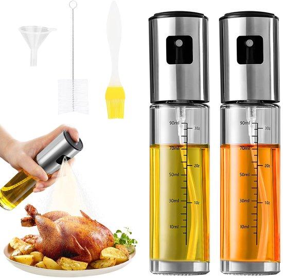OEM Zwei-Pfannen-Olivenöl-Spritzer für Kochen, 100 ml Sprühschlauch mit Maßschalen, Edelstahl- und Glas-Olivenöl-Spritzer, für Airfryer, Küchenhelfer, Olivenöl-Spritzer für Grillen, Braten und BBQ 2026
