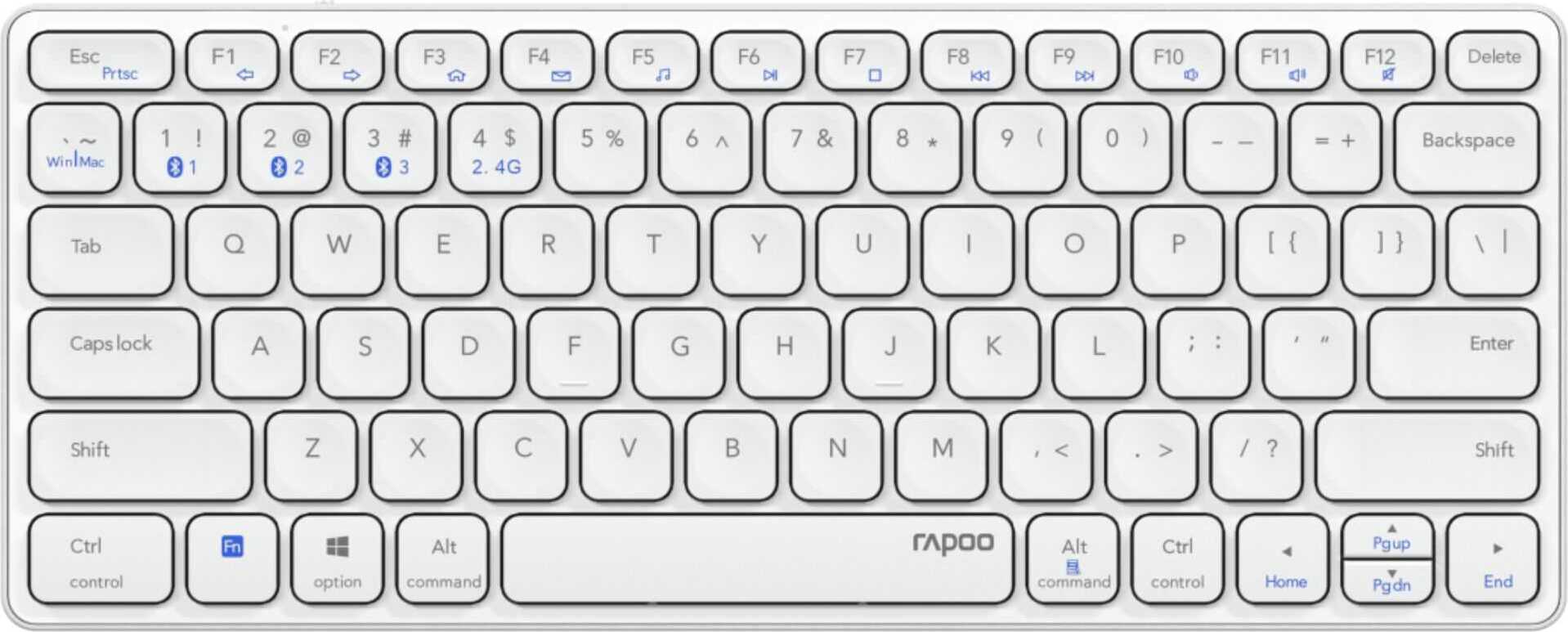 Rapoo E9600M Weiß Kabellose Multimodus Tastatur 13538