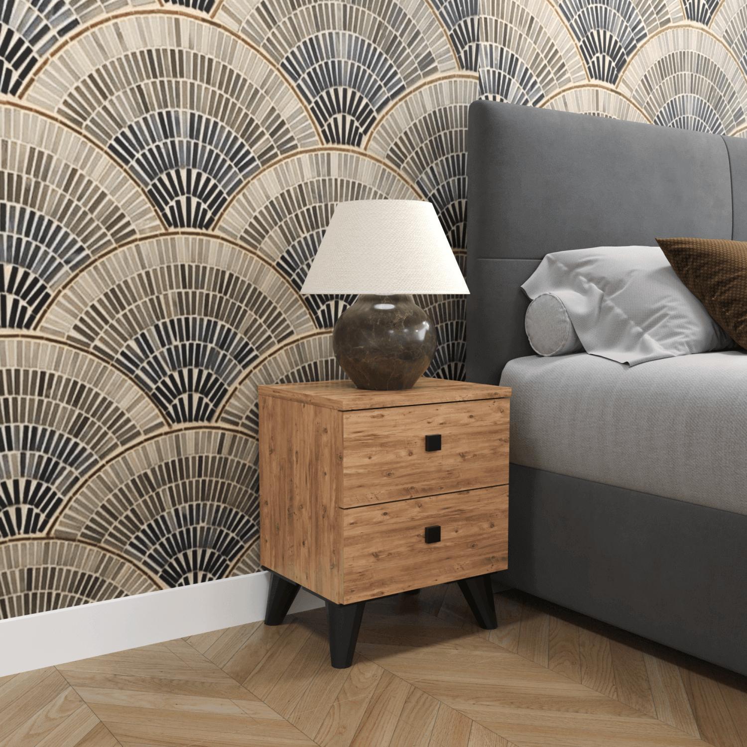 Smart Home Art Artes Nachttisch mit 2 Schubladen Atlantic Pine Stilvoll & Praktisch 1530758-nsku