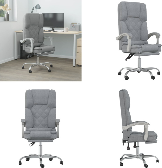 vidaXL Kancelárske kreslo s masážnou funkciou svetlo šedá látka - Masážne kancelárske kreslo - Masážne kancelárske kreslá - Kancelárske kreslo s masážnou funkciou - Elektrické kancelárske kreslo