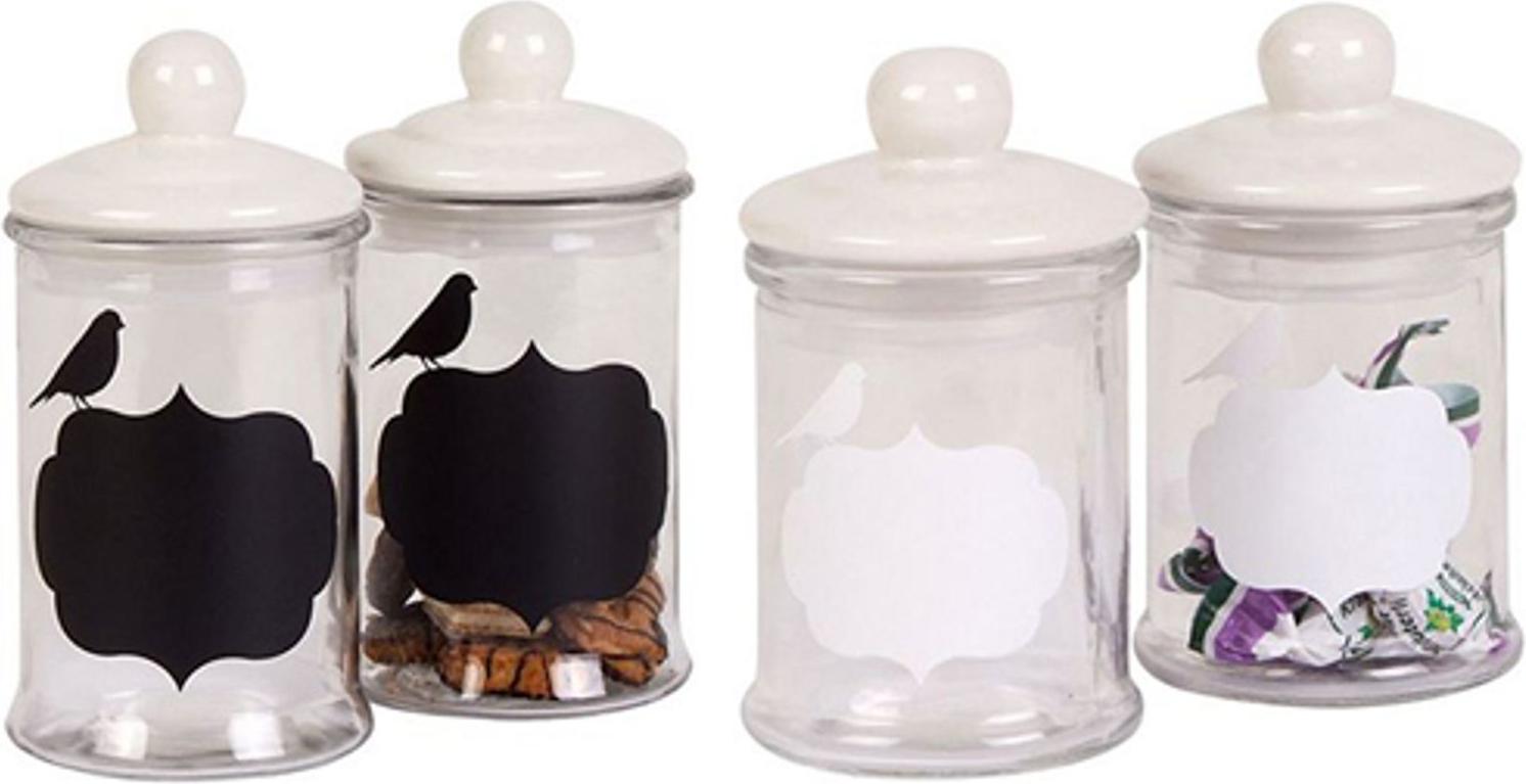 Buri Vorratsgläser 2er-Set mit Schriftfeld 150ml Gewürzglas Vorratsdose Dekodose Glas