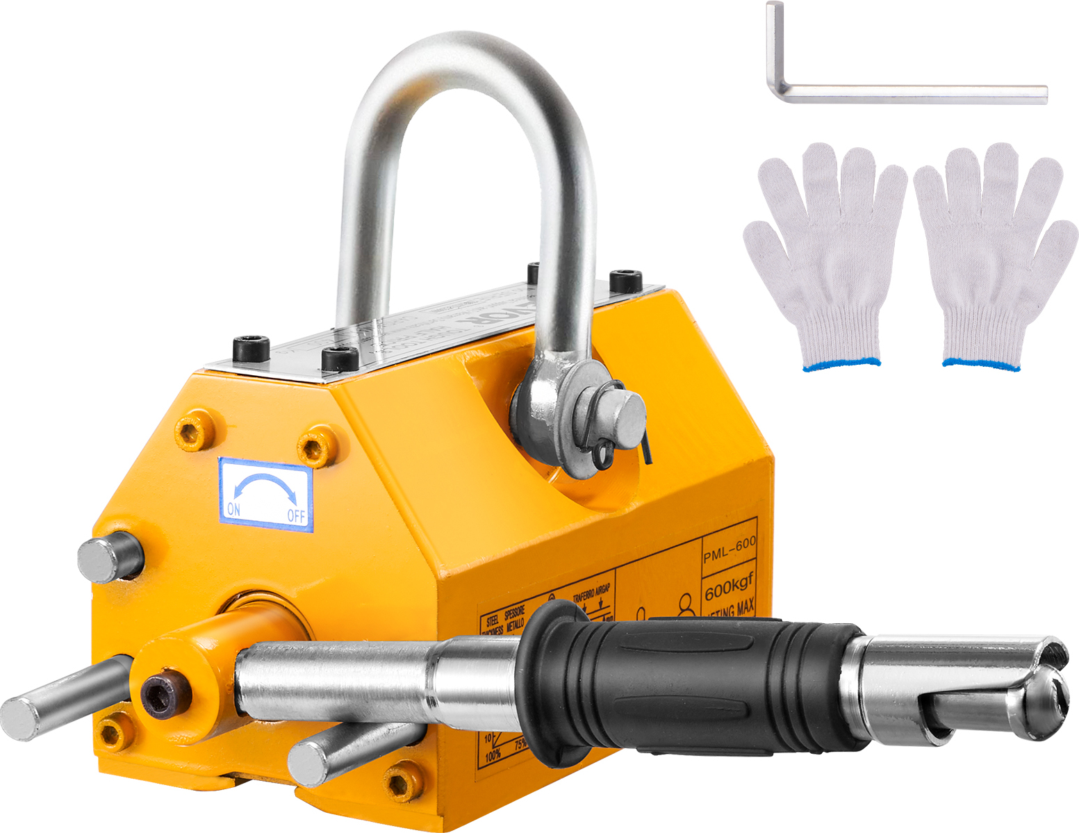 VEVOR 600kg Hebemagnet Lasthebemagnet Magnet Gelb Kranmagnet Magnetheber N42 PML-600