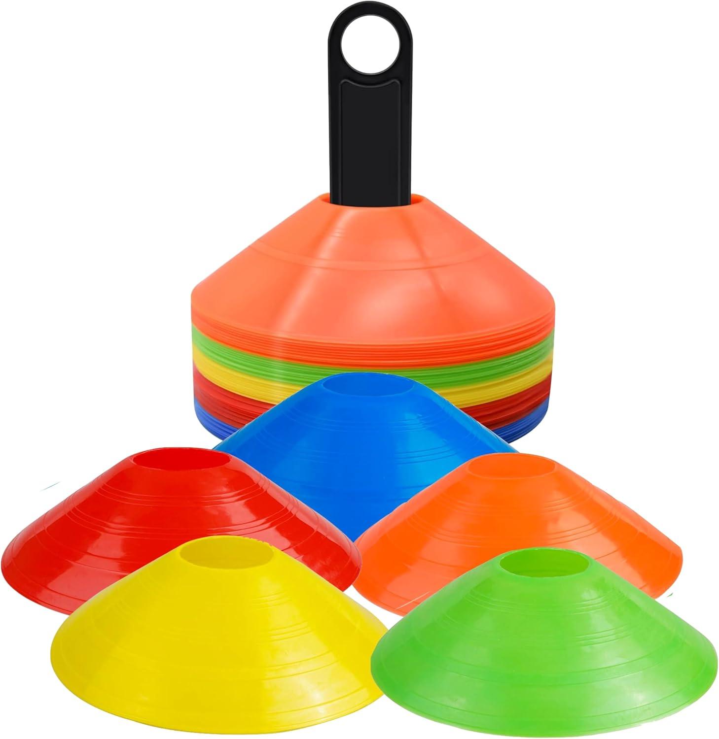 Outdoorn 25x Markierungshütchen Hütchen farbig, Zubehör für Fußball & Slalomtraining - Kegel Trainingszubehör & Fußballzubehör - Outdoor