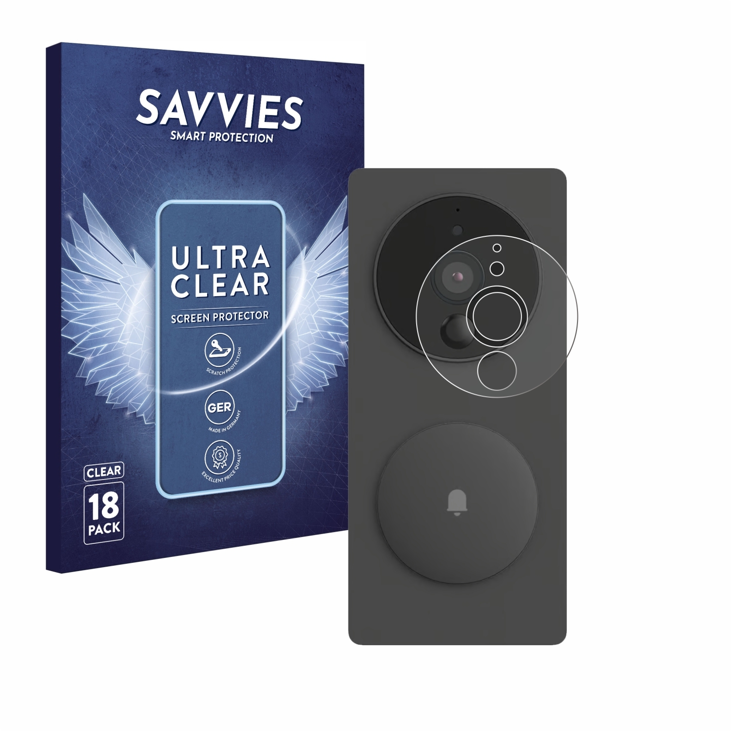 18x Für Aqara SVD-KIT1 (Smarte Video-Türklingel G4) Schutzfolie Savvies Displayschutz Display Schutz Folie Klar Transparent 