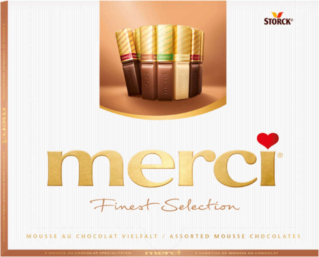 Storck merci 1.1312.9, 210 g, Sortiert, Zucker, Kakaomasse, Kakaobutter, pflanzliche Fette (Shea, Palm), VOLLMILCHPULVER, SAHNEPULVER,..., Deutschland, CE, 2510 kcal