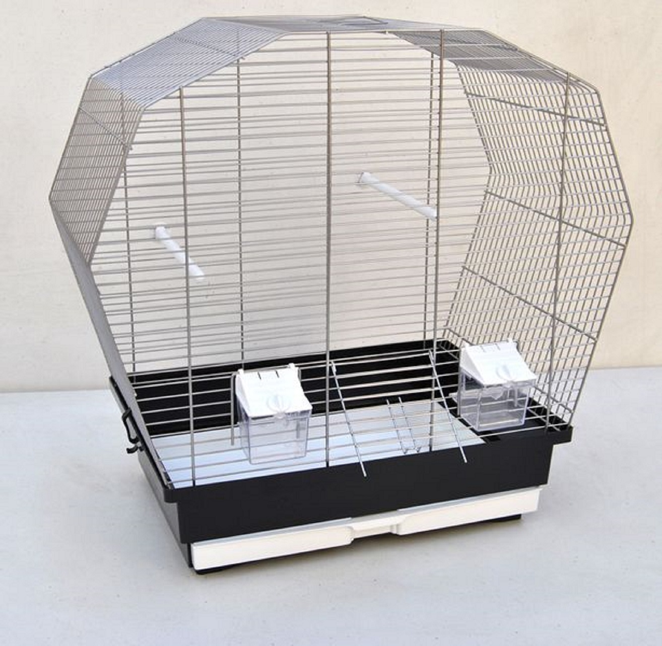 Ollesch Vogelkäfig Vogelheim für Sittiche chrom schwarz 57 cm
