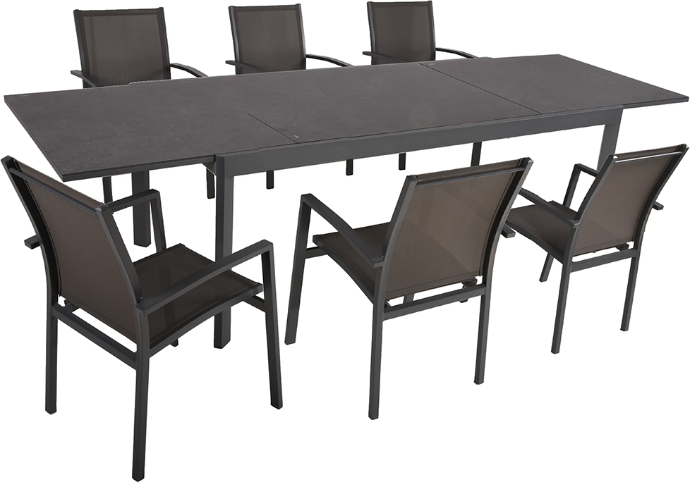 Garten Tischgruppe 7-tlg. in anthrazit, MAINAU-120