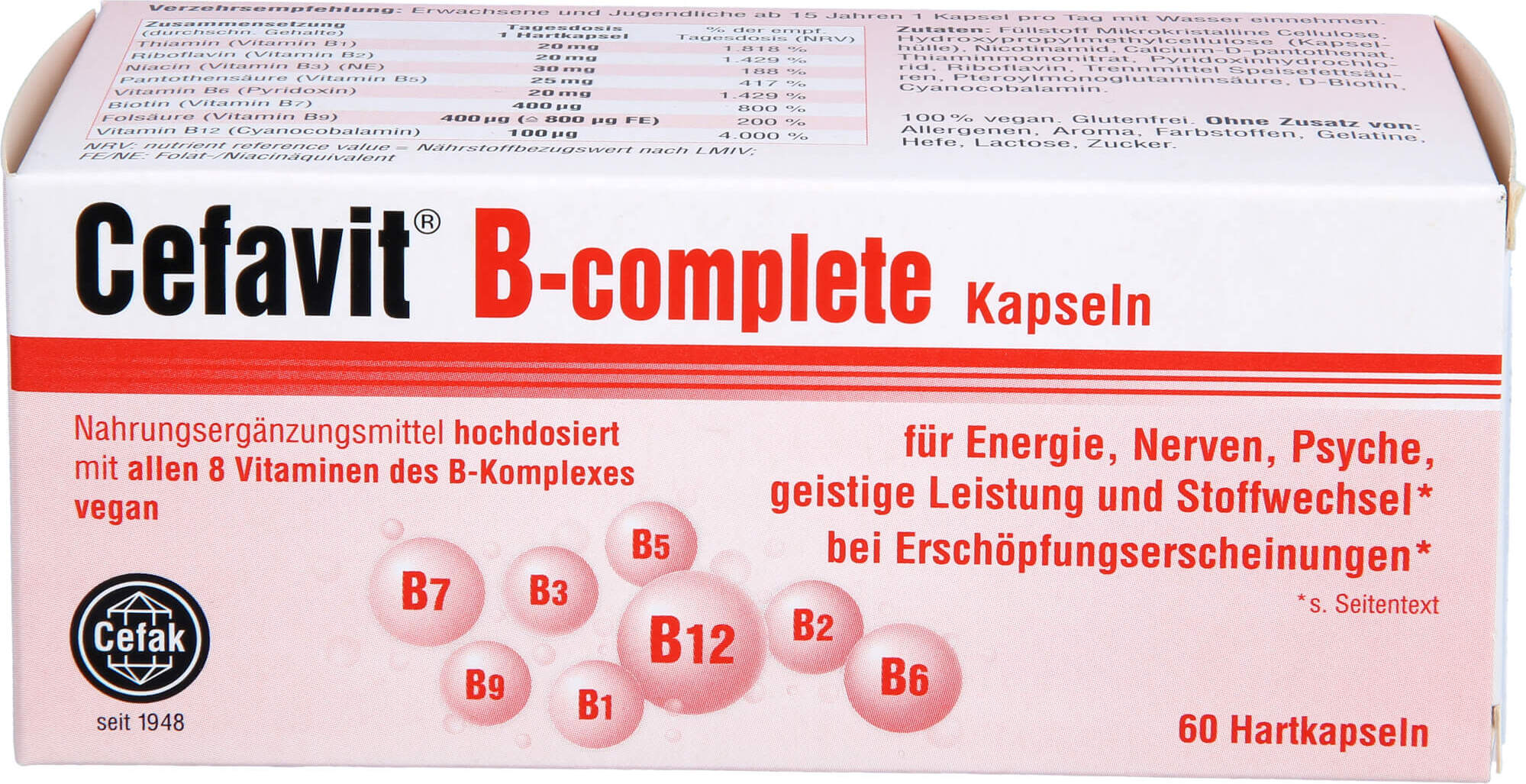 Cefak KG Cefavit B-complete Kapseln für Energie, Nerven und Psyche bei Erschöpfungserscheinungen, 60 St. Kapseln 16833943