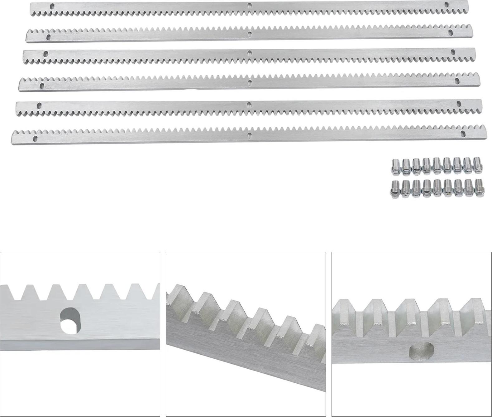 StarTech Zahnstange für Schiebetür - Zahnschiene Modul 4 - 6×1 m (6 m) - 12×30 mm - Verzinkter Stahl - Lochabstand 450 mm - Silber