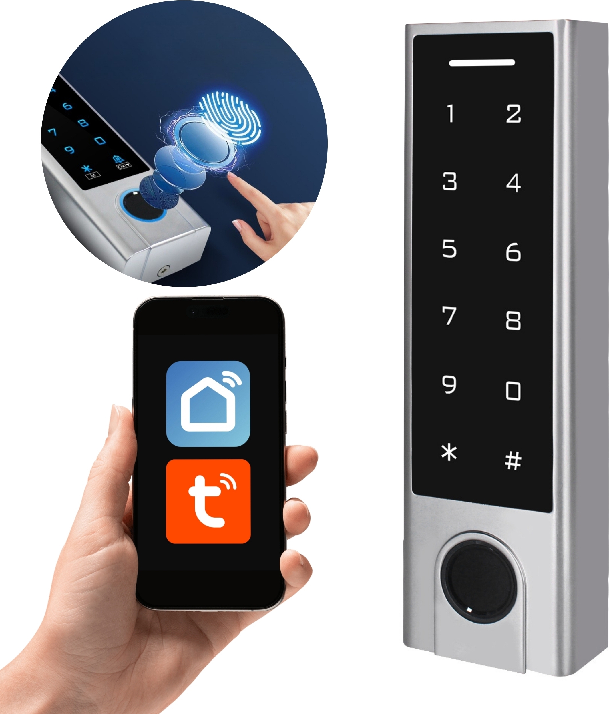 sarcia.eu Elektronisches Smart Türschloss, WiFi Fingerabdruck Smart Schloss - Fernsteuerung HF3-WIFI