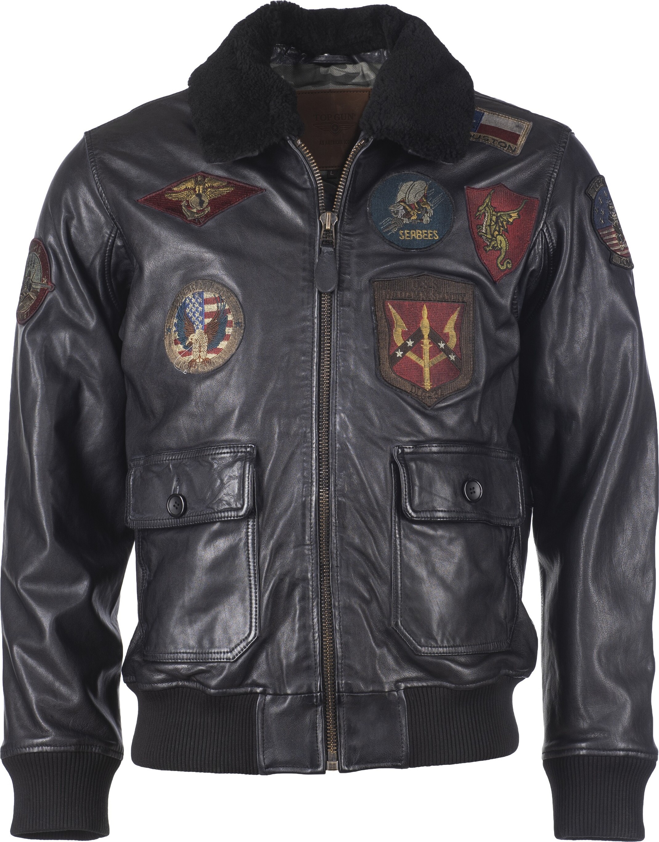 Top Gun Lederjacke TGJ1001 Herren black XL Lederjacken