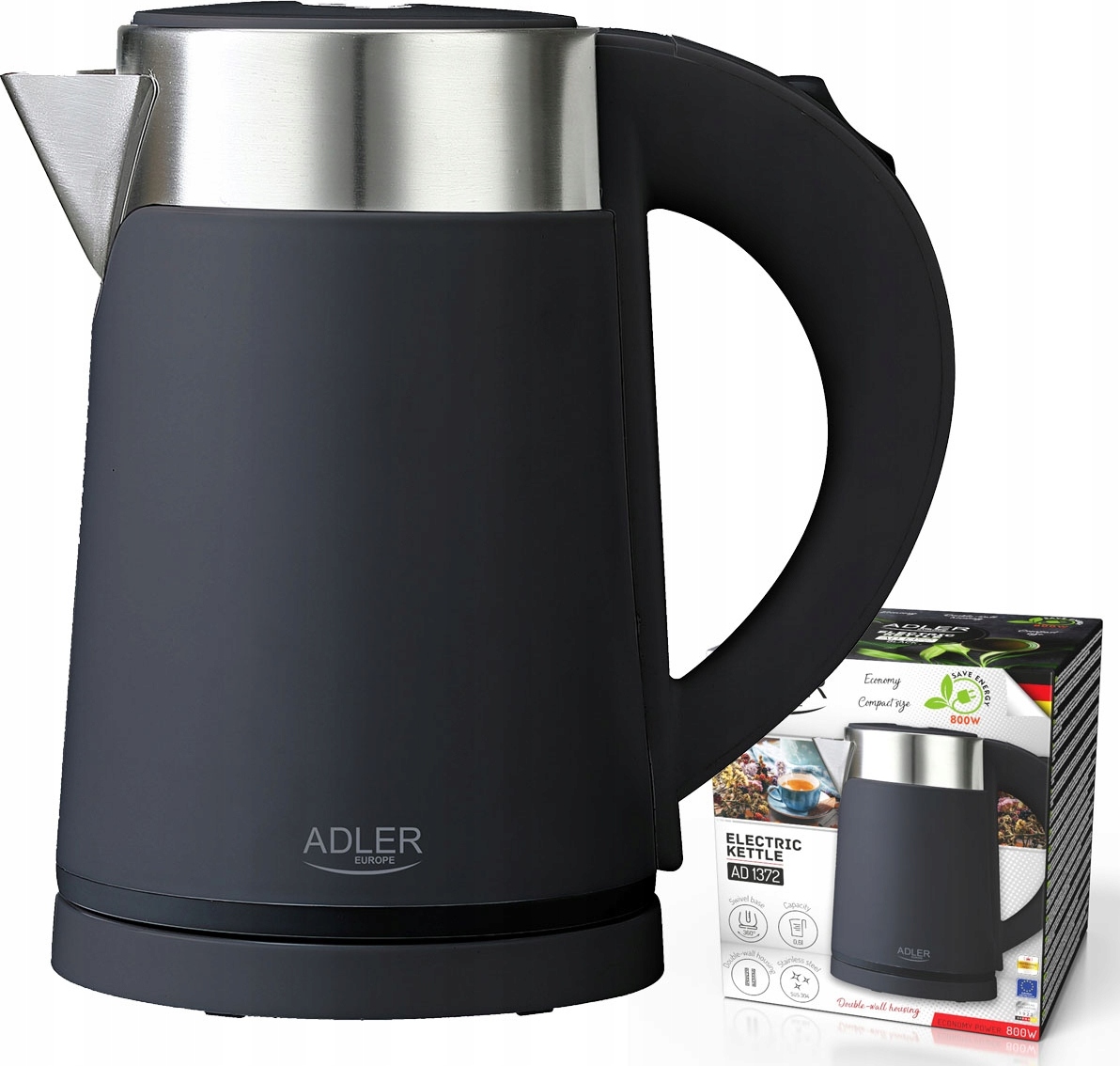 Adler Elektrischer Wasserkocher 800W 0,6L - Kompakter, Sparsamer, Touristischer Wasserkocher