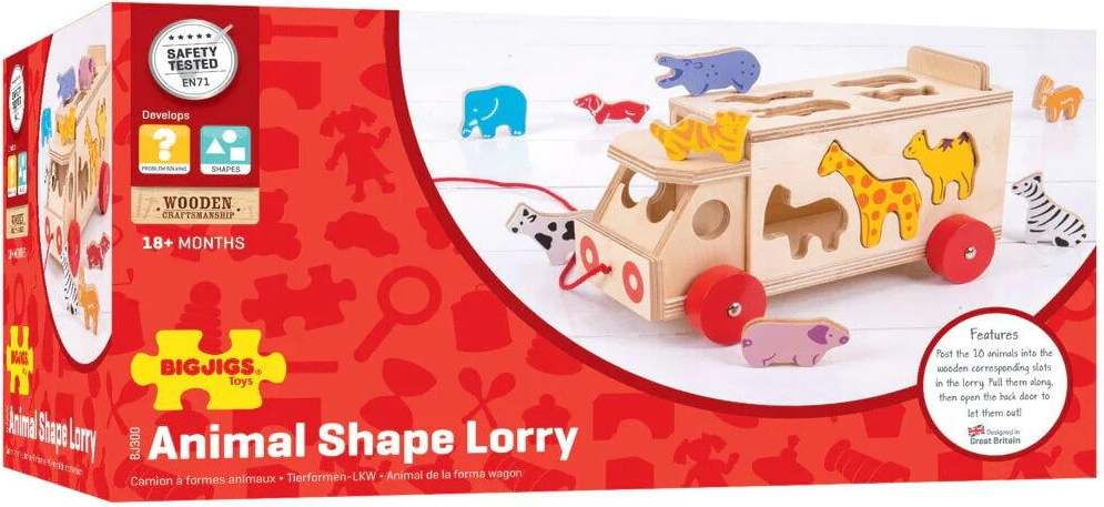 Bigjigs Holz Tier Formenwagen - Lernspielzeug - 11 Bausteine BJ300