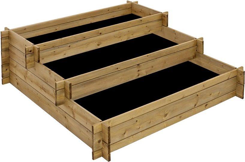 Nativ Stufenhochbeet aus Holz, 3 Pflanzbereiche, Hochbeet NA045_B