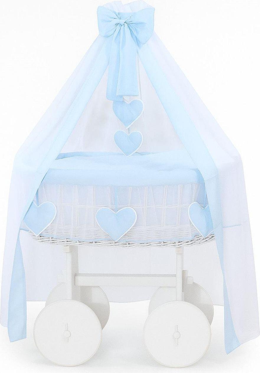 Wicker Wiegje Deluxe - Baby Wieg - natürlich, sicher und bequem mit Vorhang und Bettwäsche