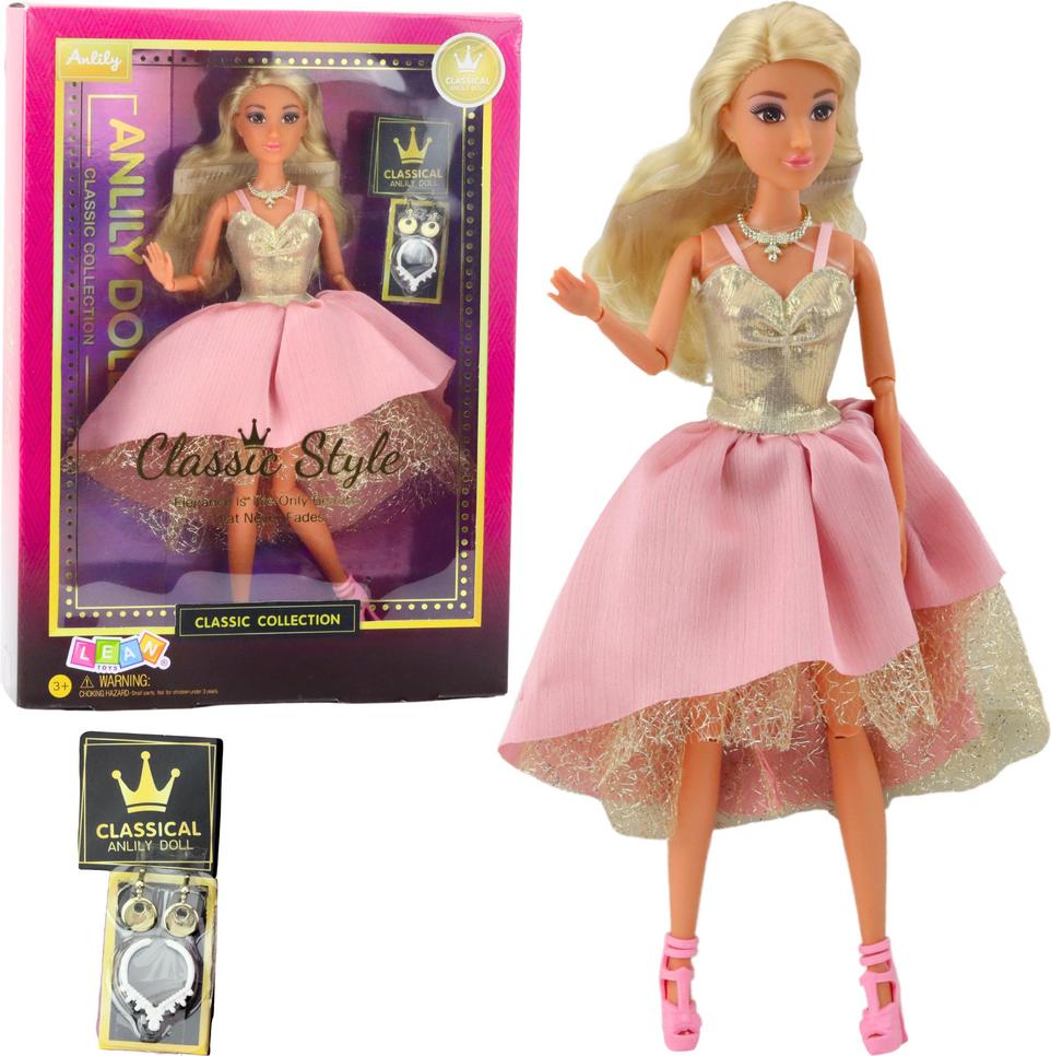 Lean Anlily Puppe In Eleganten Ballkleid Gold Rosa Zubehör