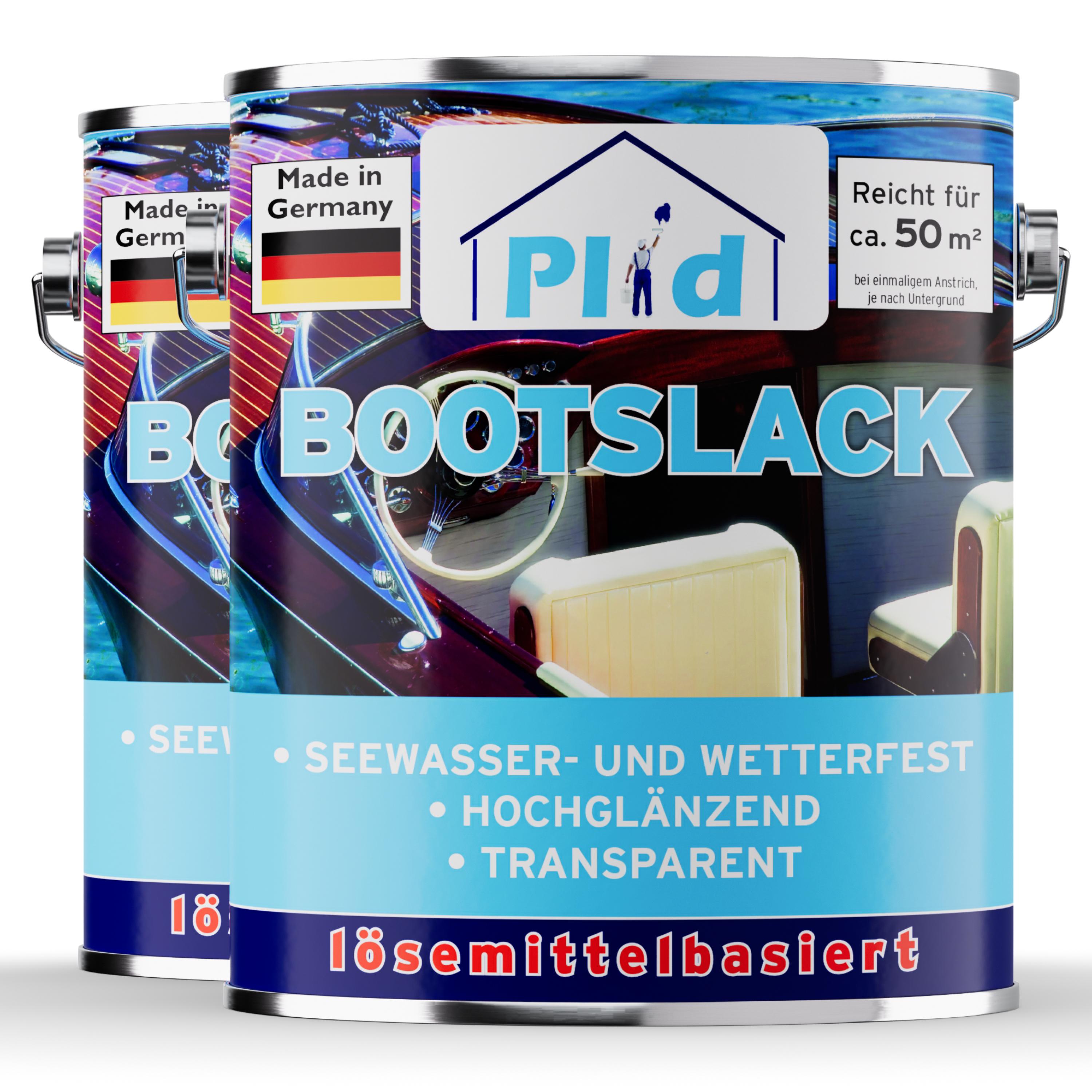 Plid Bootslack 5L Farblos Glänzend – für ca. 50m² / Klarlack Holzlack Schiffslack Holzschutz für Holz – wasserfest & strapazierfähig