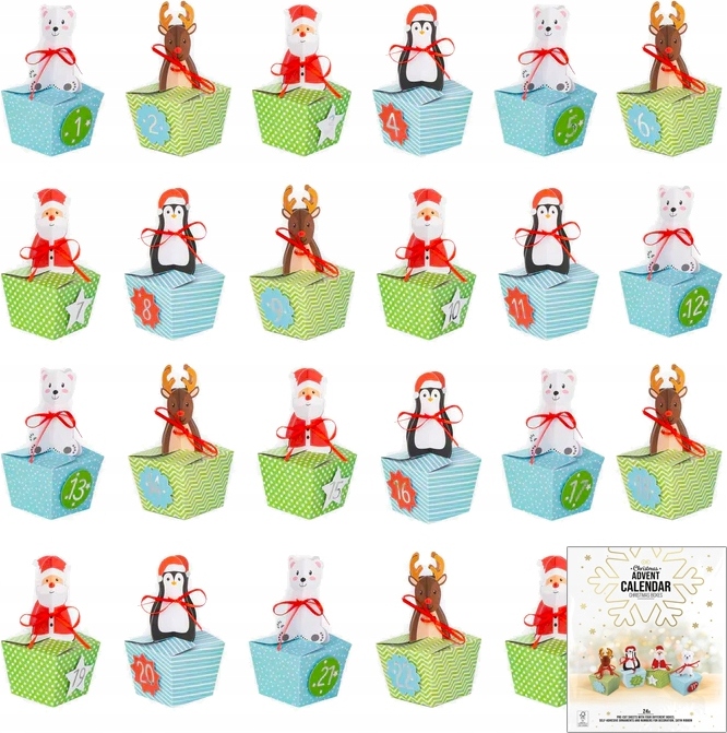 Adventný kalendár Domy Santa Claus sob Snehuliak Vianoce Diy 24Szt